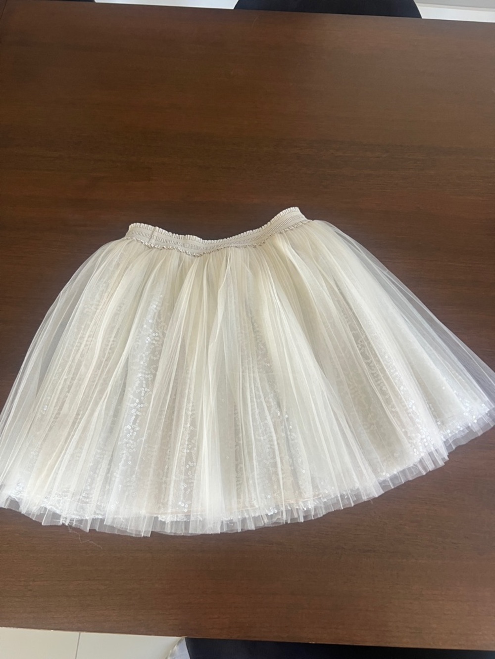 MonnaLisa Ivory Layered sequin  Tulle Skirt